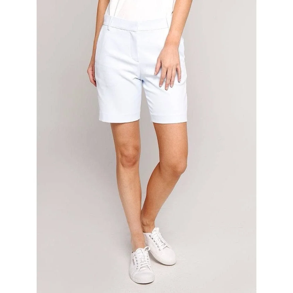 Tory Burch Sport Tech Twill White Bermuda Length Golfing Shorts Women's Size 10